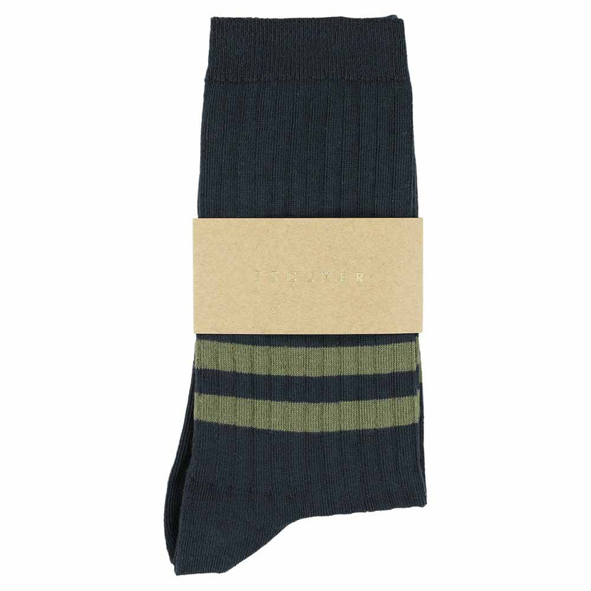 Stripe socks off blue/olive