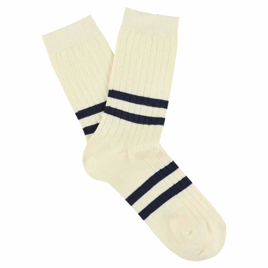 Stripe socks blue/ecru