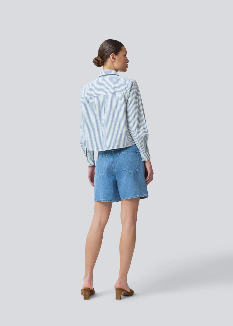 Nikko shirt white blue stripe