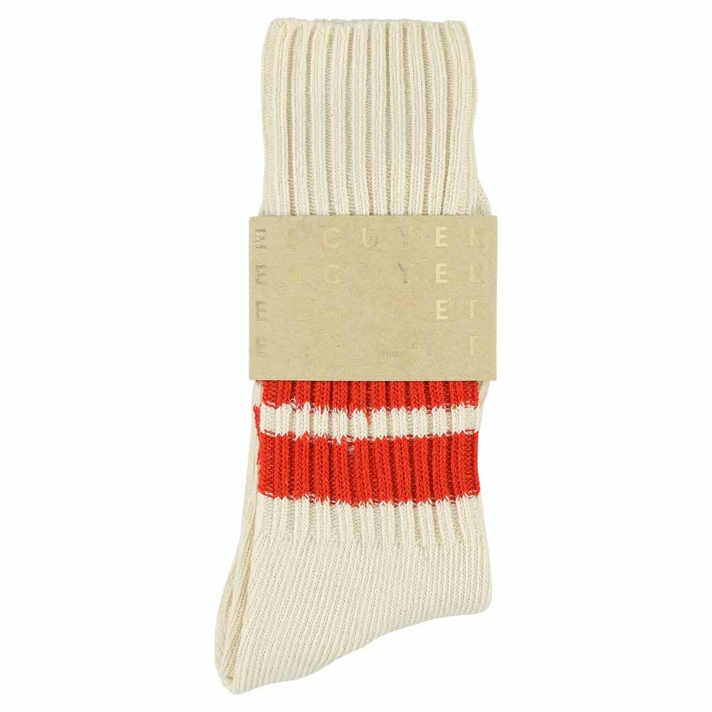 Stripes Crew Socks - Ecru/Oranje