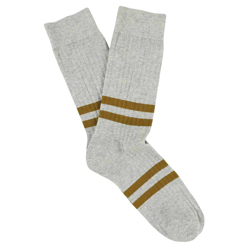 Stripe socks grey/mosterd