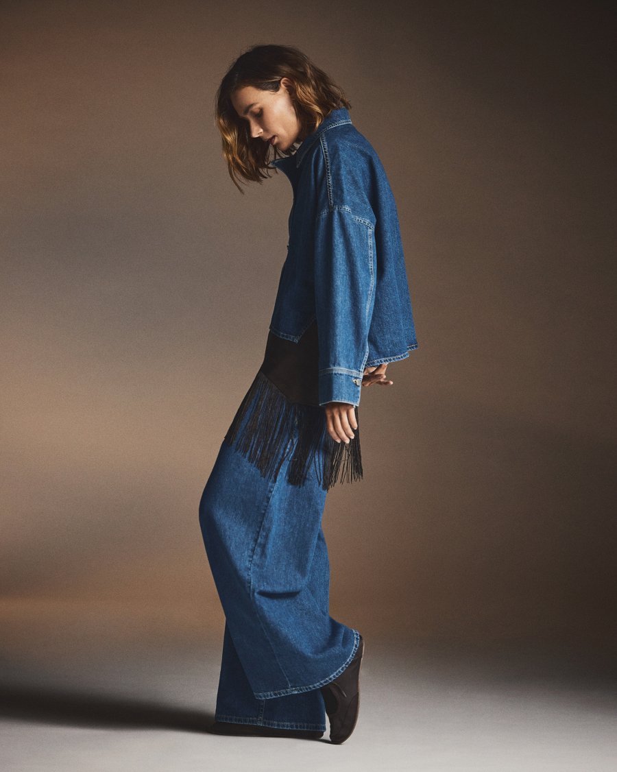 Loa lis boxy wide jeans mid blue