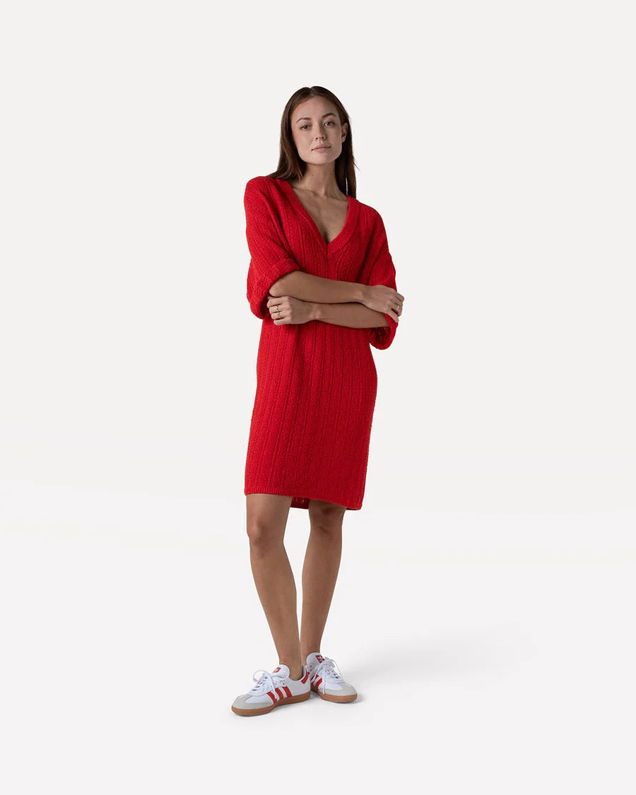 Valentina knitted dress flame scarlet