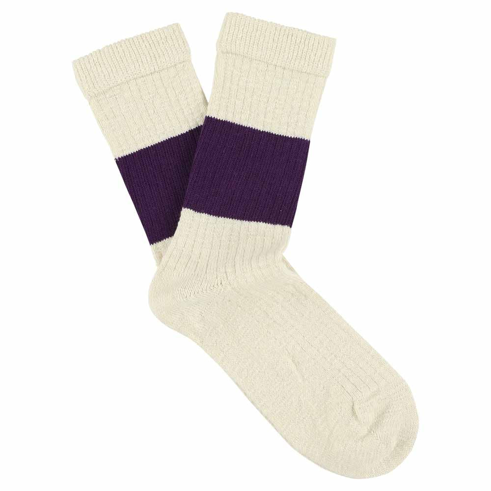 melange sokken ecru/purple
