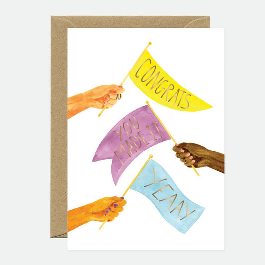 Gold Congrats Flags Everyday wenskaart