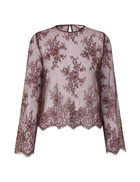 Marielle lace top maroon