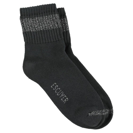 Dames Lurex Enkelsokken - Off Black / Zilver