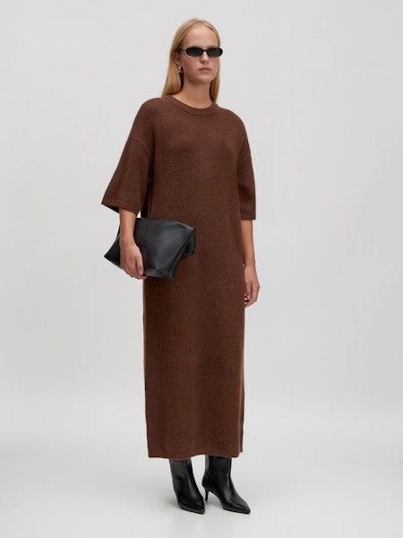 Kenzie wool knit dress fondue fudge