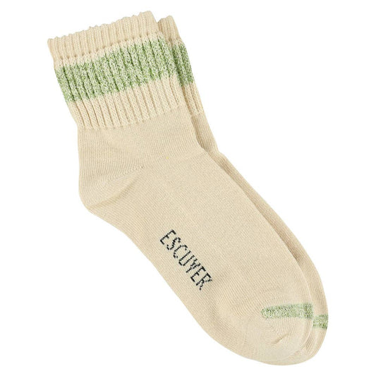 Dames Lurex Enkelsokken - Ecru / Avocado