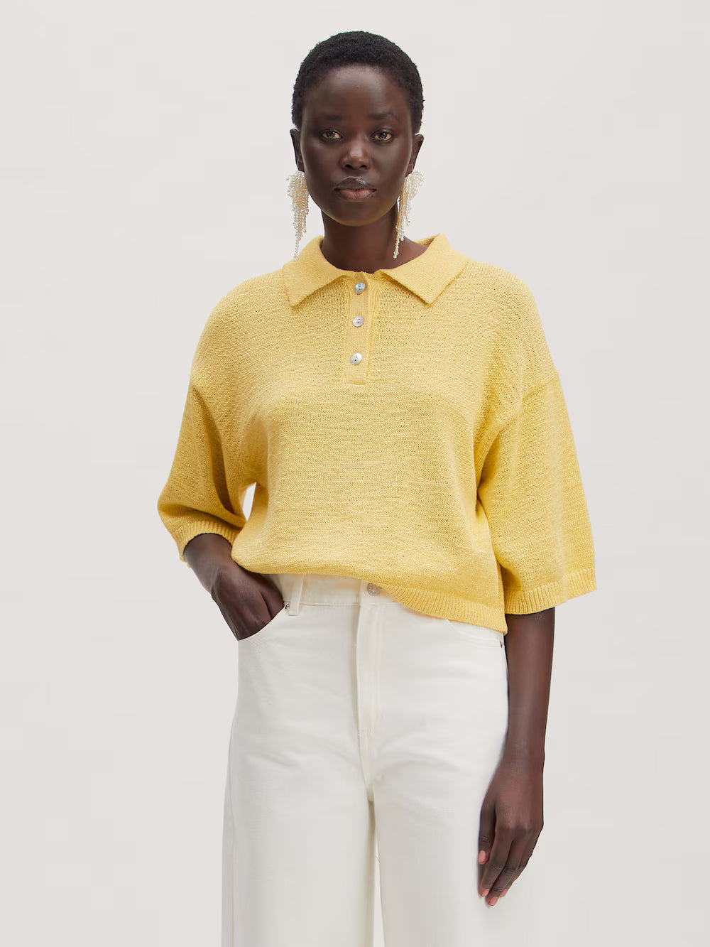 Anaya knit polo lemon