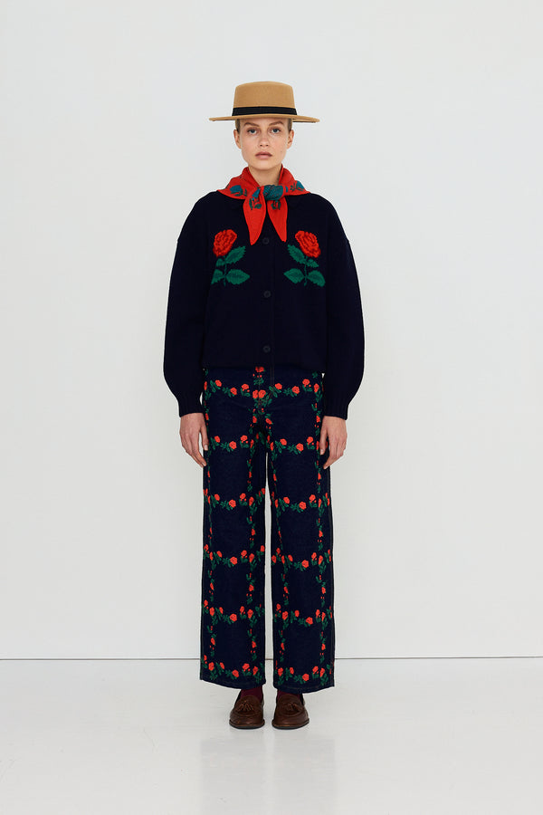 Roses oversized cardigan navy