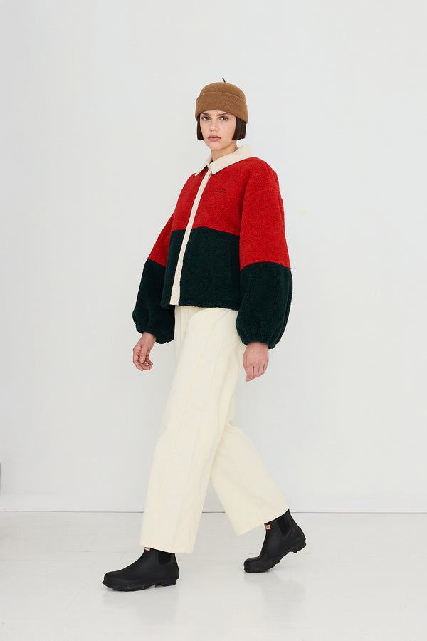 Color blocked sherpa jacket