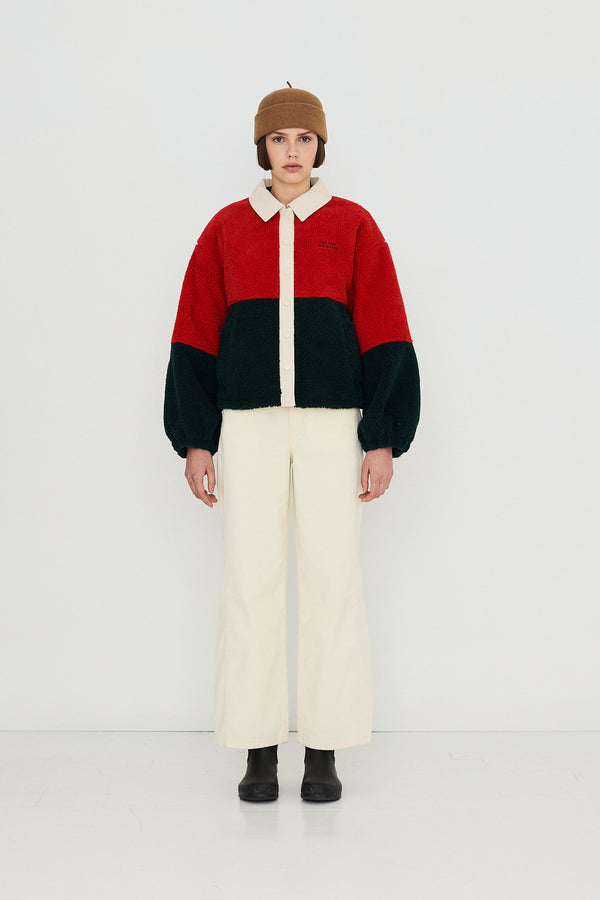 Color blocked sherpa jacket