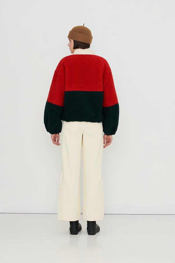 Color blocked sherpa jacket