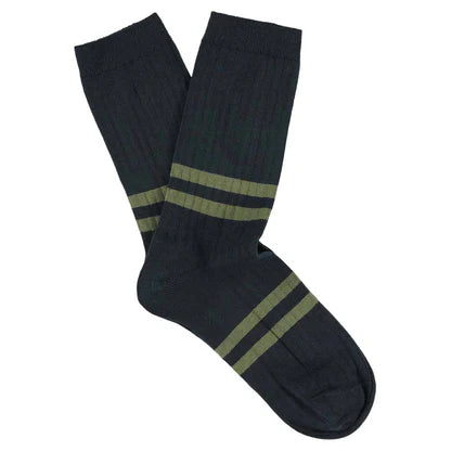 Stripe socks off blue/olive