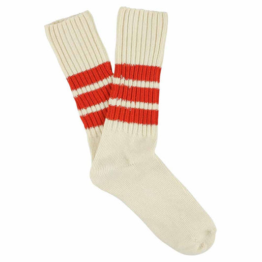 Stripes Crew Socks - Ecru/Oranje