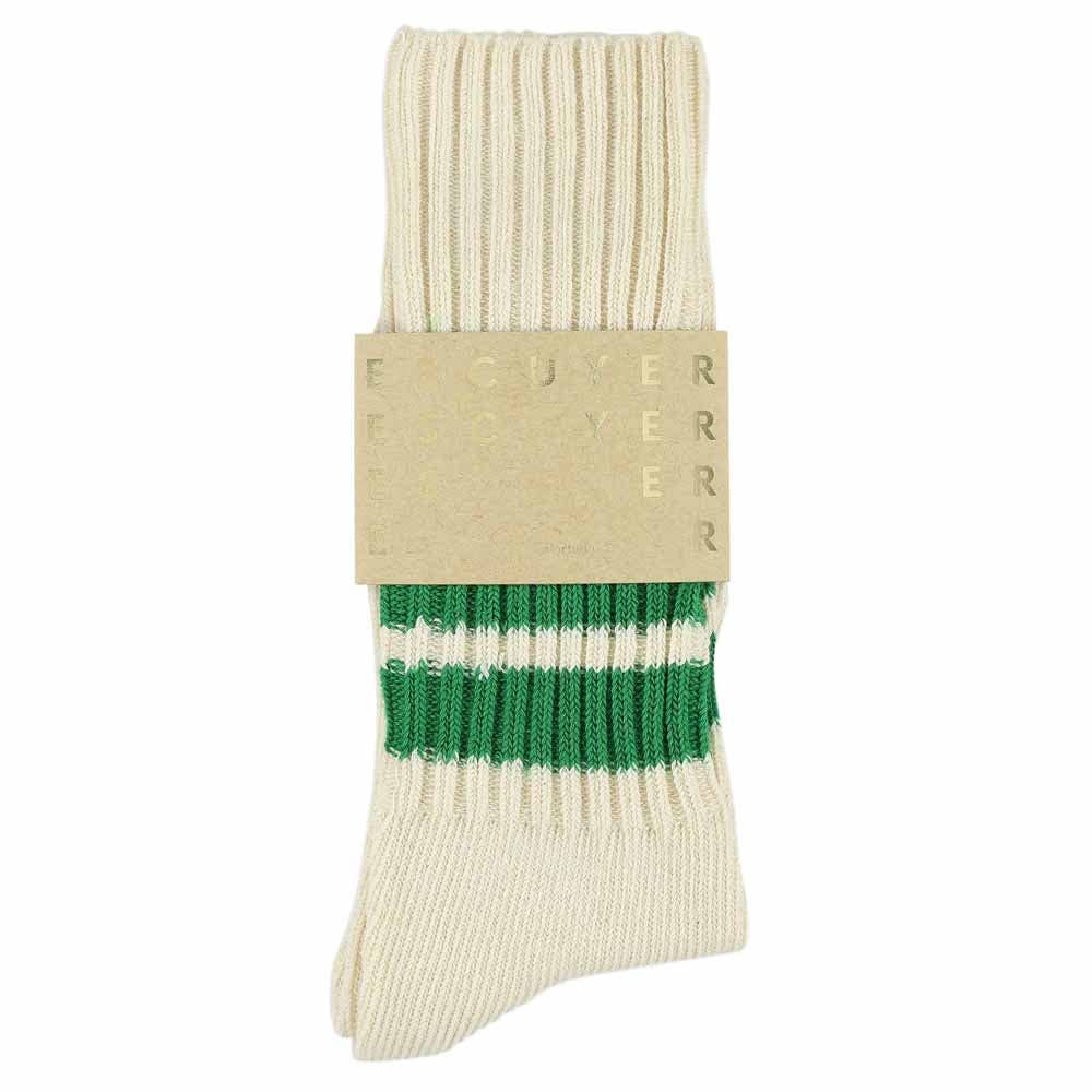 Stripes Crew Socks - Ecru/Groen