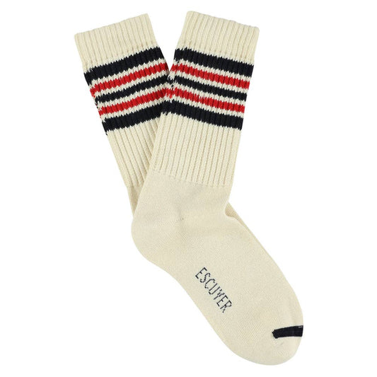 Dames 5 Strepen Sokken - Ecru / Blauw / Rood