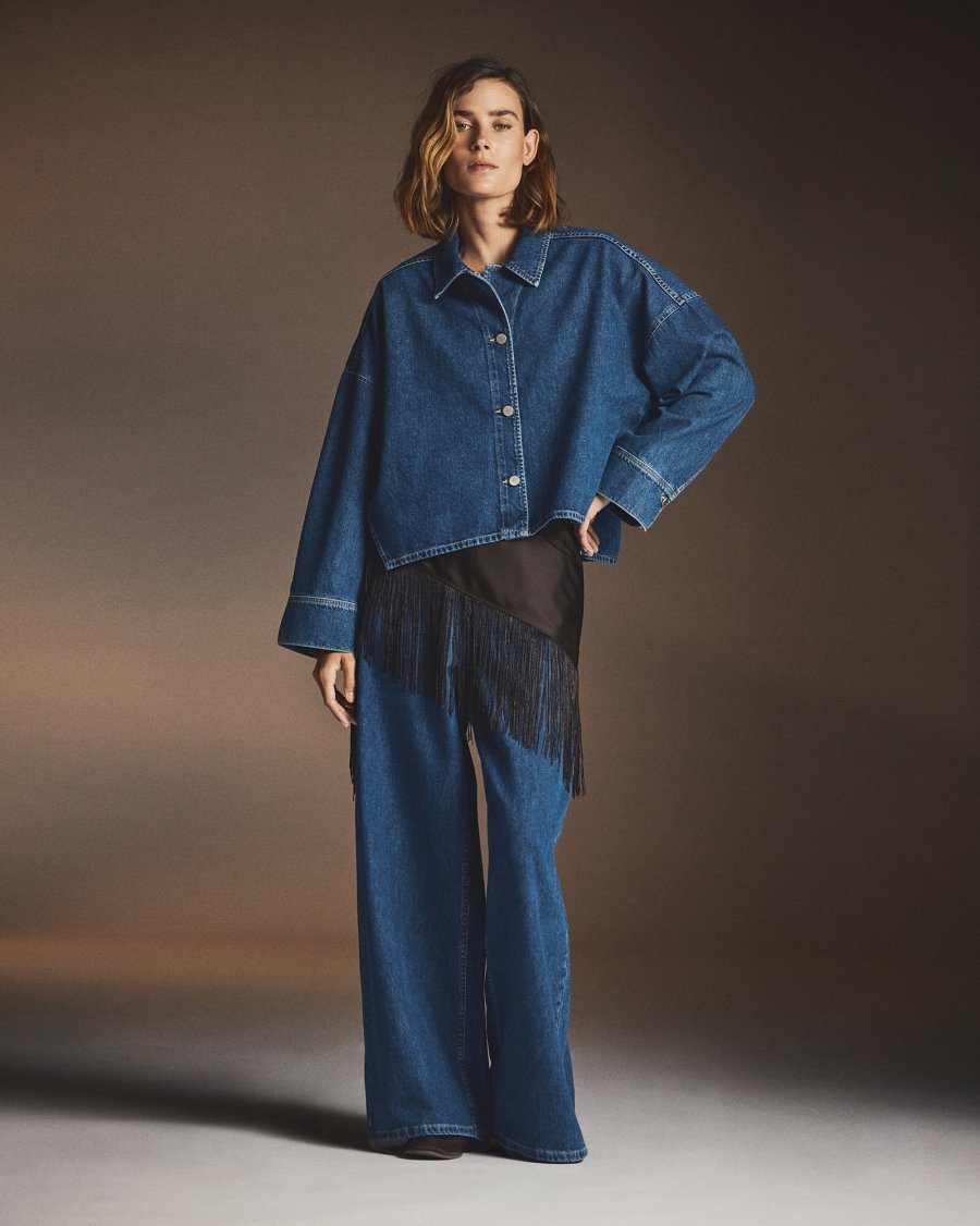 Loa lis boxy wide jeans mid blue