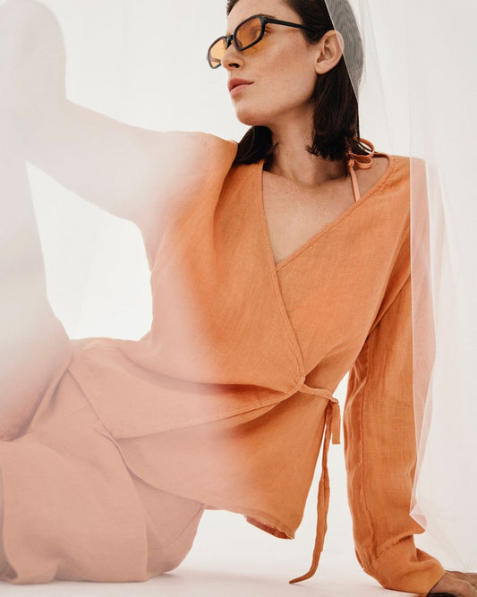 Pearlina wrap top caramel