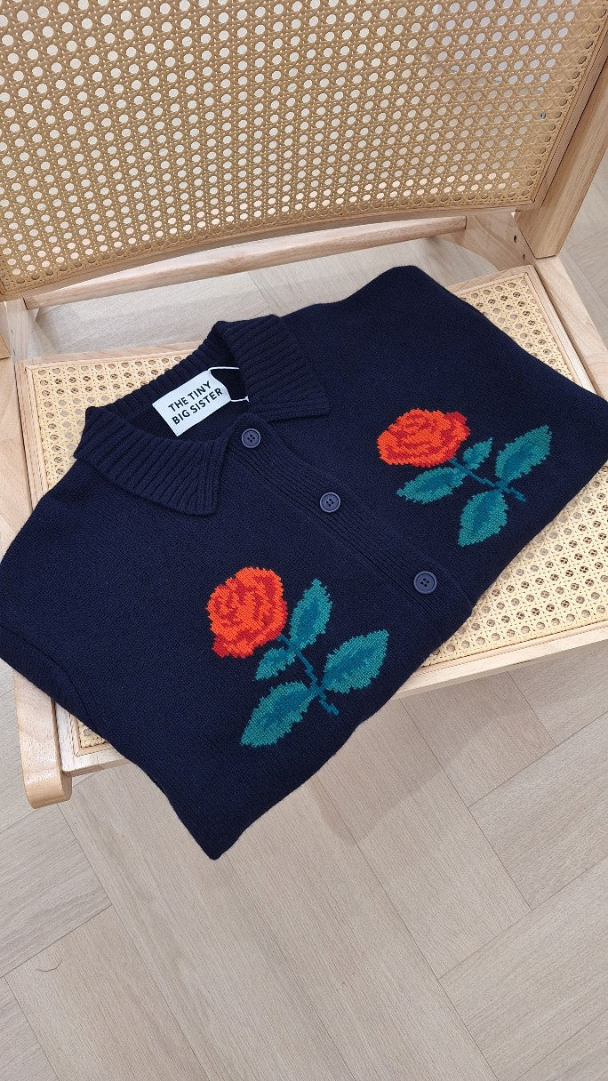 Roses oversized cardigan navy