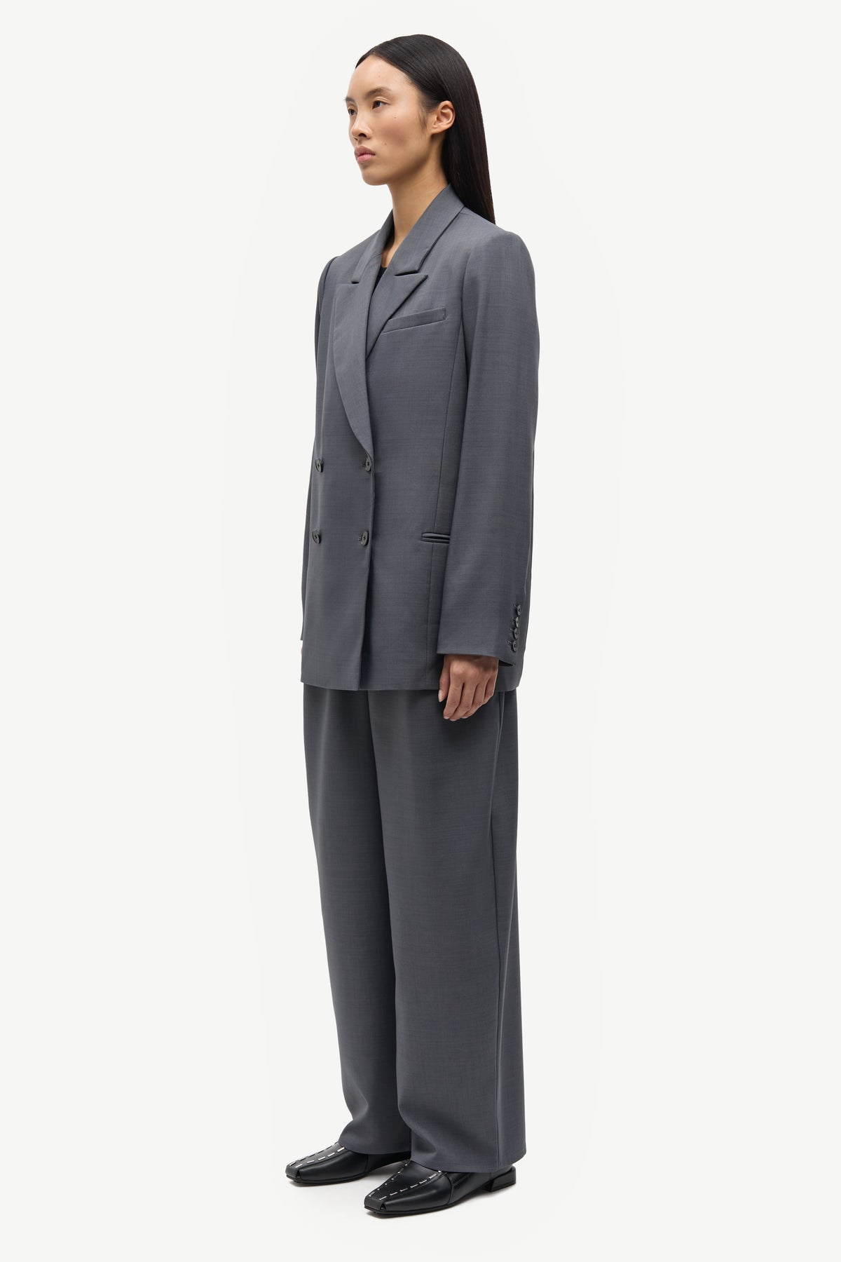 Saharper pleat trouser dark grey