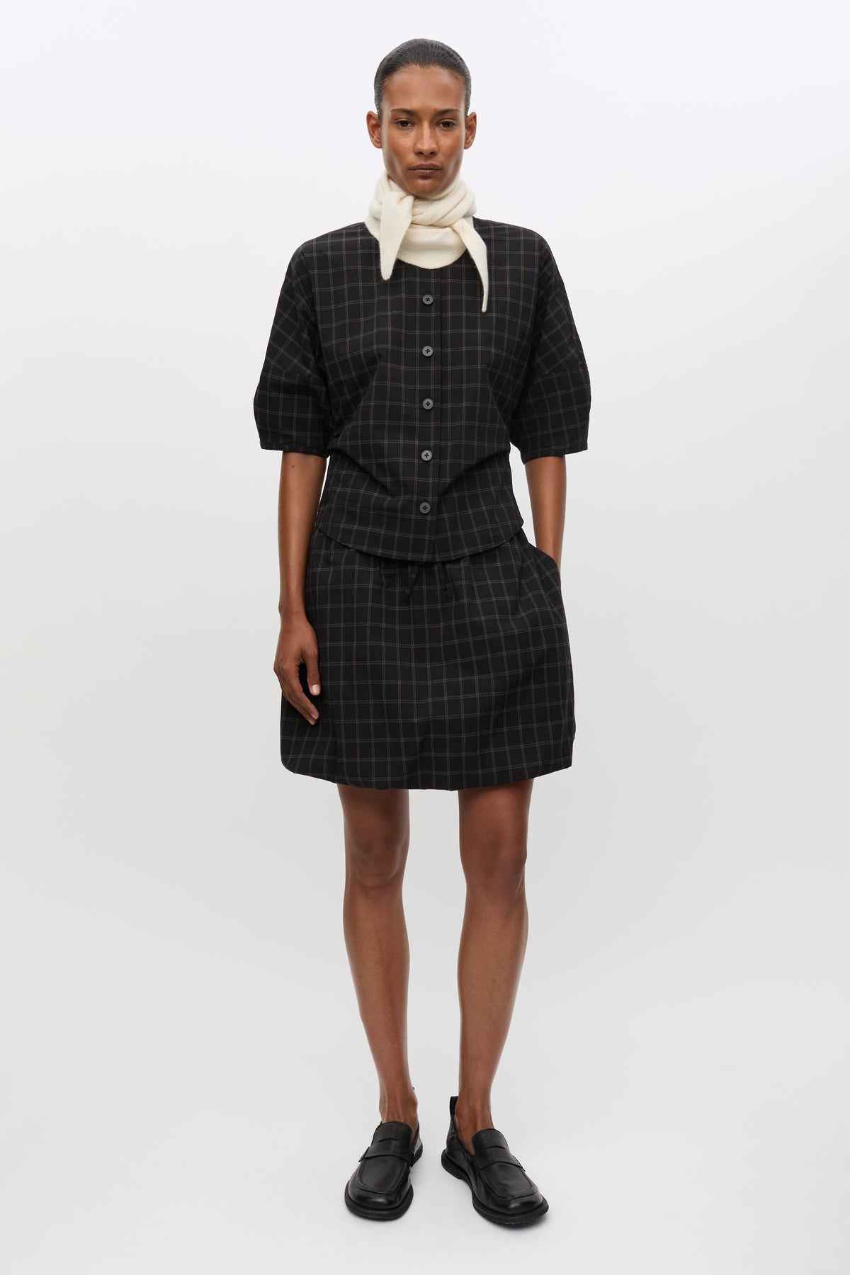 Satall blouse black check
