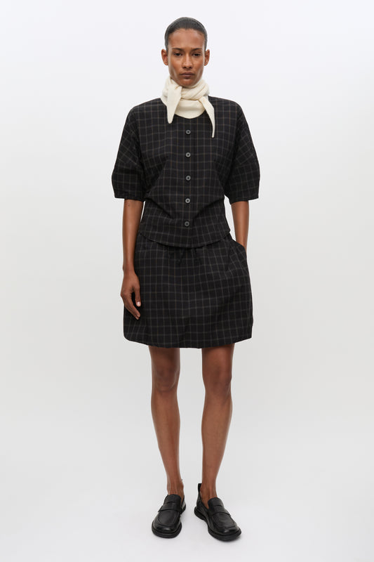 Satall blouse black check